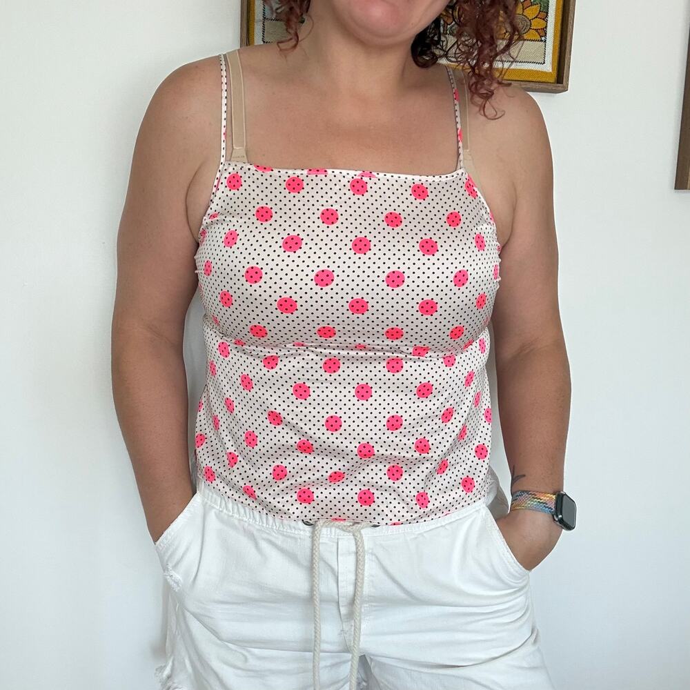 Victoria's Secret Pink Polka Dot Cami Tank Top Y2K Coquette Cottagecore Medium